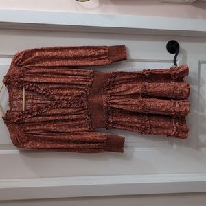 Tailored orange floral cotton dress XS by House of Harlow